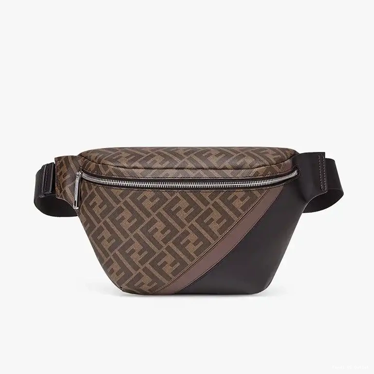 Bag In Fendi Brown Belt Fabric Motif FF Coffee 0507